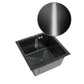 ANW HOME Spülbecken Küche Küchenspüle Unterbauspüle 1 Becken 44x44 cm Graphit PVD mit Nano-Beschichtung, Stärke 3.0+1 mm, mit Siphon
