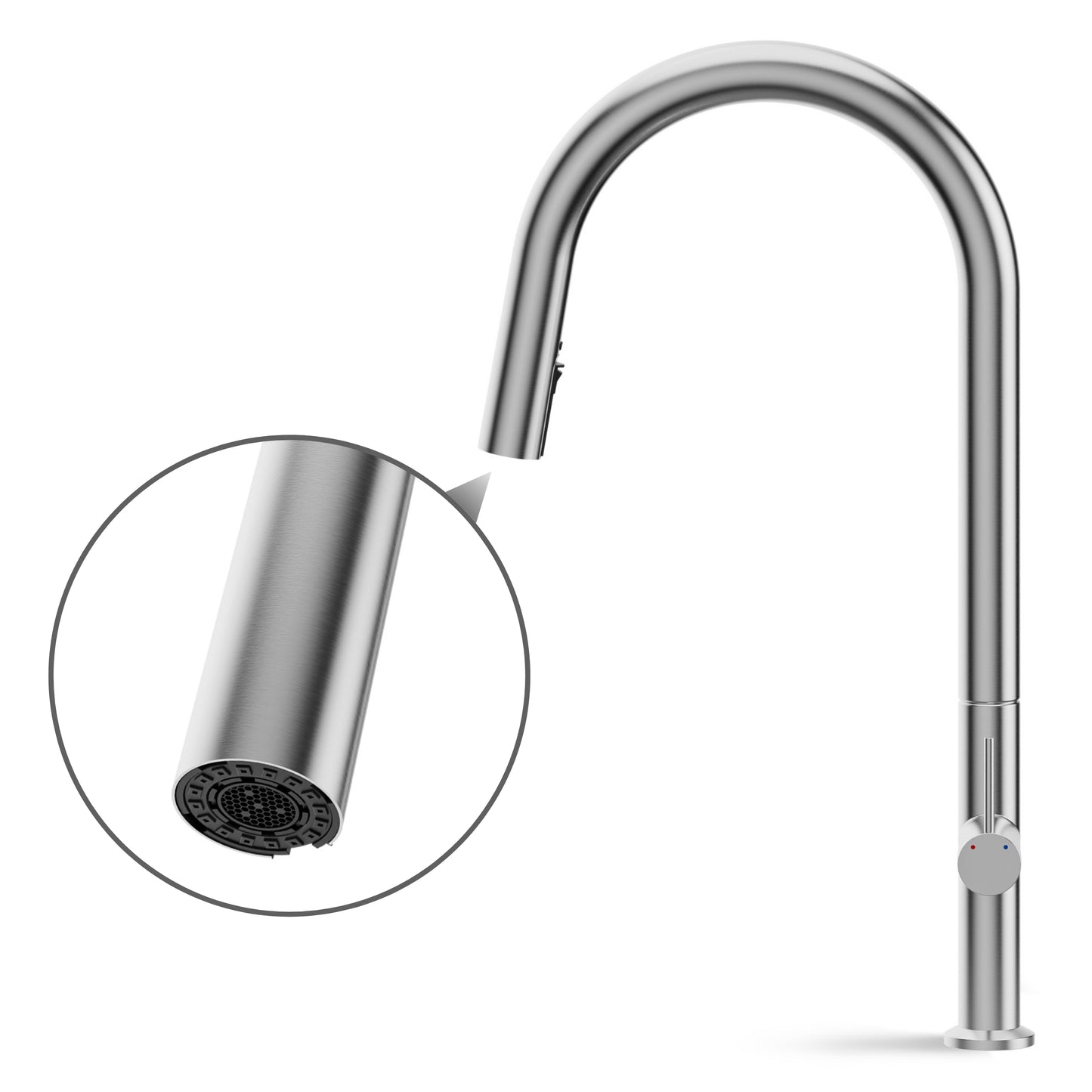 ANW HOME High-Arc Brushed Inox Kitchen Faucet with Pull-Out Spout and 360° Rotation – 455 mm
