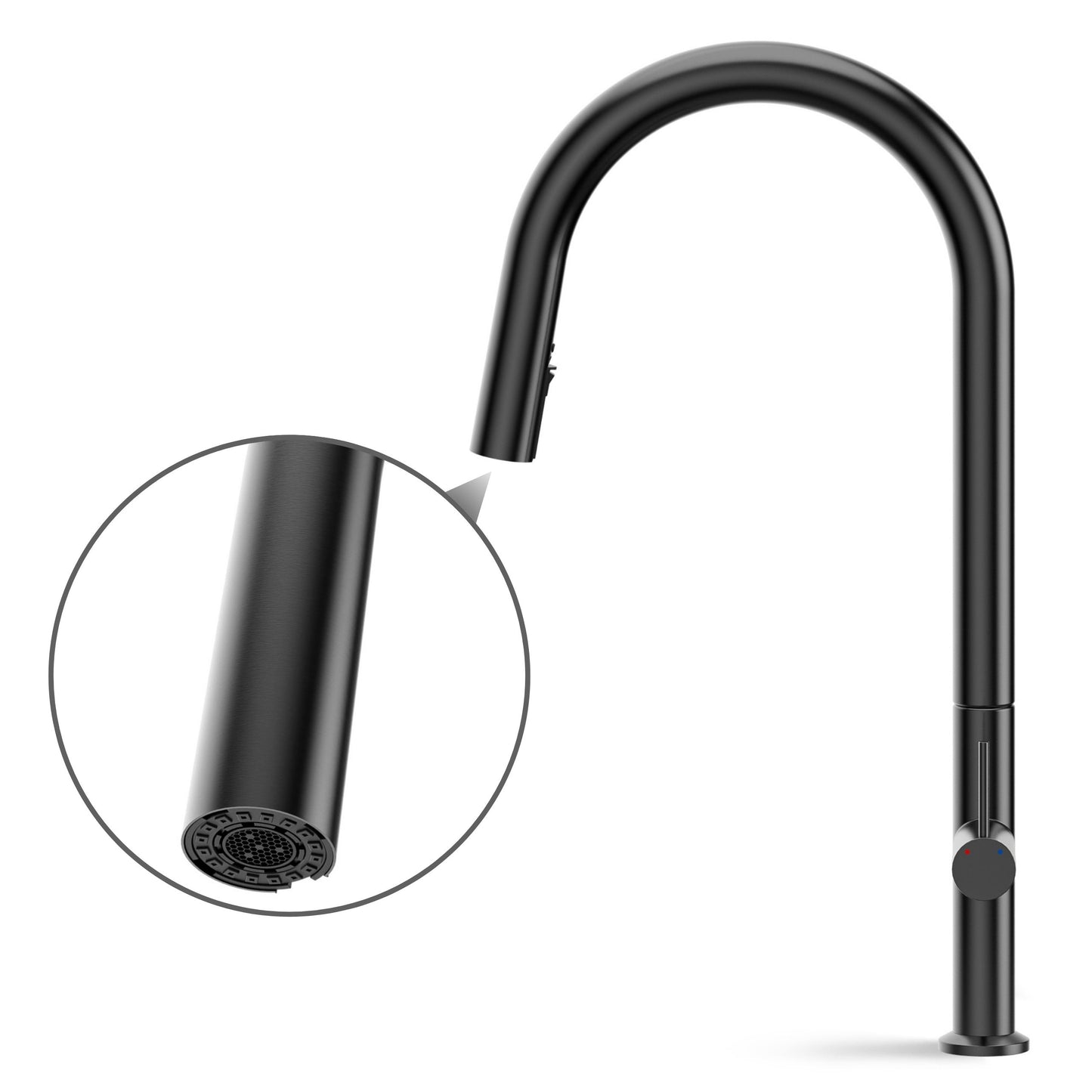 ANW HOME High-Arc Matte Graphite Kitchen Faucet with Pull-Out Spout and 360° Rotation – 455 mm