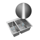 ANW HOME Evier Cuisine 2 Bacs à Encastrer, Évier Inox 304, 61x51 cm, Argent, Finition Nano, Épaisseur 3,0+1 mm, avec Siphon, Distributeur de Savon et Panier