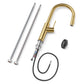 ANW HOME High-Arc Gold Kitchen Faucet with Pull-Out Spout and 360° Rotation – 420 mm