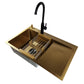 Single bowl sink with drainboard 78x50L Gold with accessories