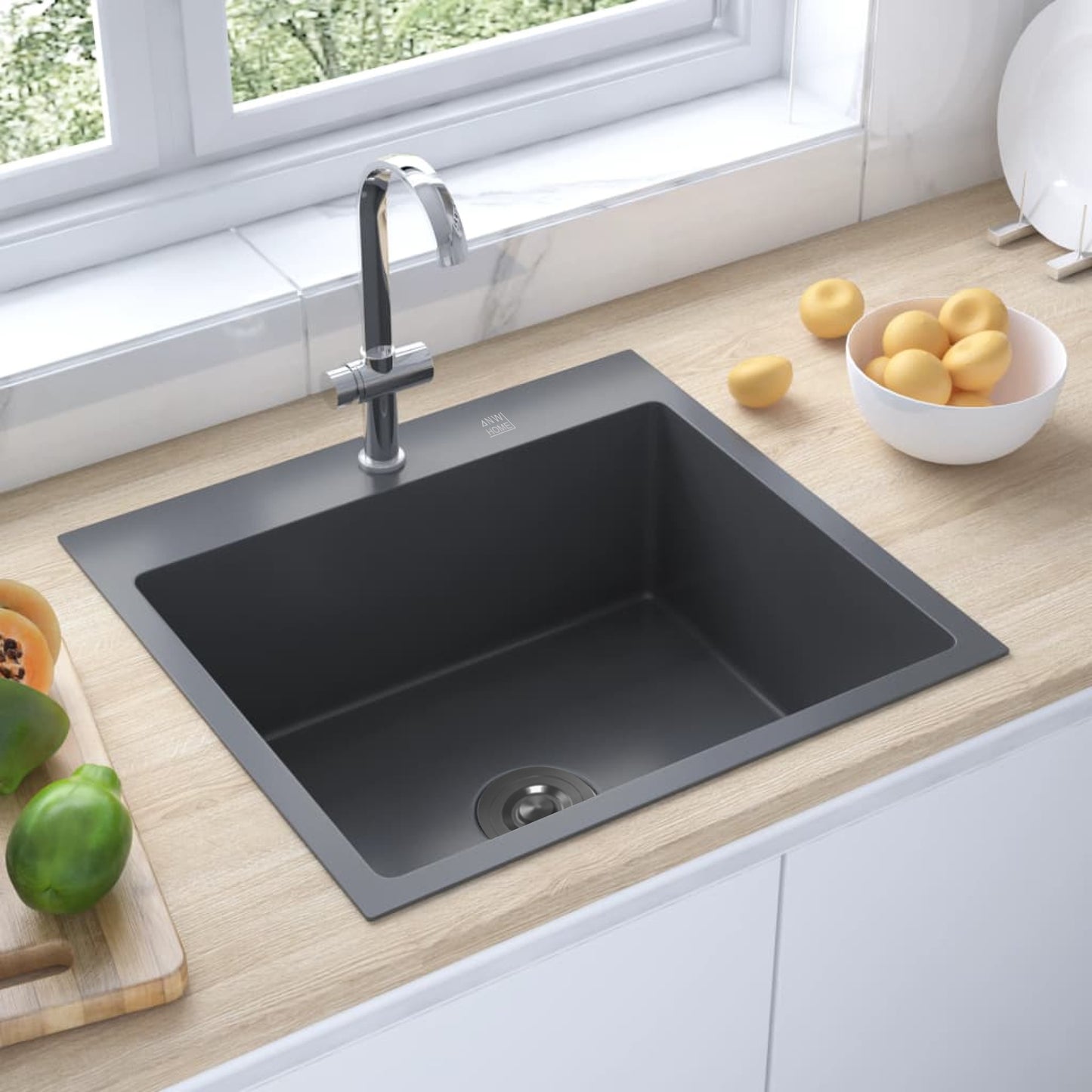 Stainless steel sink 50x50 PVD Grafit