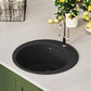 Evier de cuisine granit rond Noir 51x51 + siphon