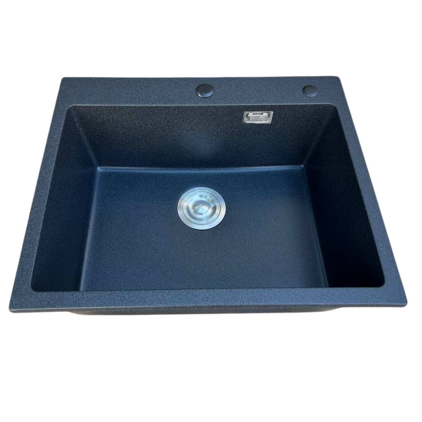 Evier de cuisine Evier monocuve en granit Noir 60x49 + siphon