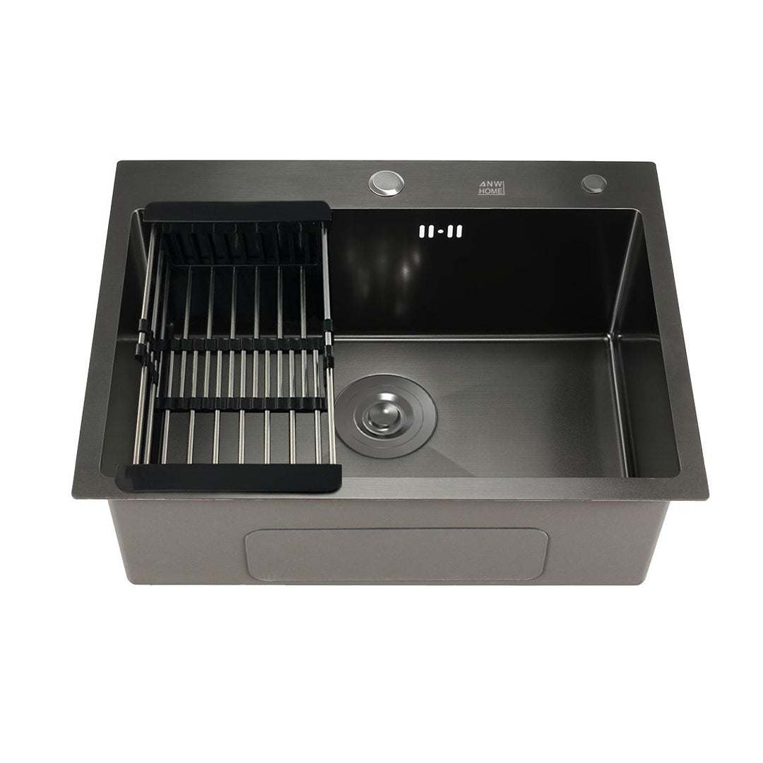 stainless steel kitchen sink color black size 55x43 with busket 