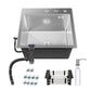 ANW HOME Lavandino Cucina, Lavello Cucina 1 Vasca 46x45 cm in Acciaio Inox con Finitura Nano, Spessore 3.0+1 mm, da Incasso, Argento, con Sifone, Dosatore e Cestello