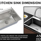 stainless steel kitchen sink color silver size 60x45 with dimensions