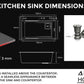 stainless steel kitchen sink  color black 75x45 with waterfall faucet with all dimensions