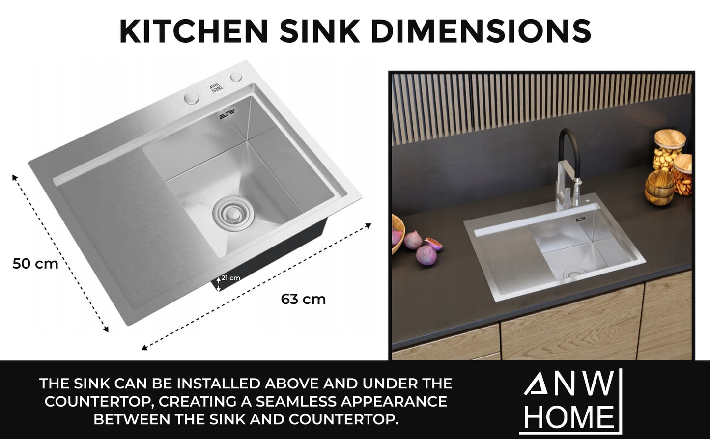 Stainless Steel Sink with Drainboard 6350R