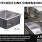 stainless steel kitchen sink color silver size 50x50 with dimentions