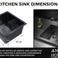 stainless steel kitchen sink color black size 37x45 with dimensions