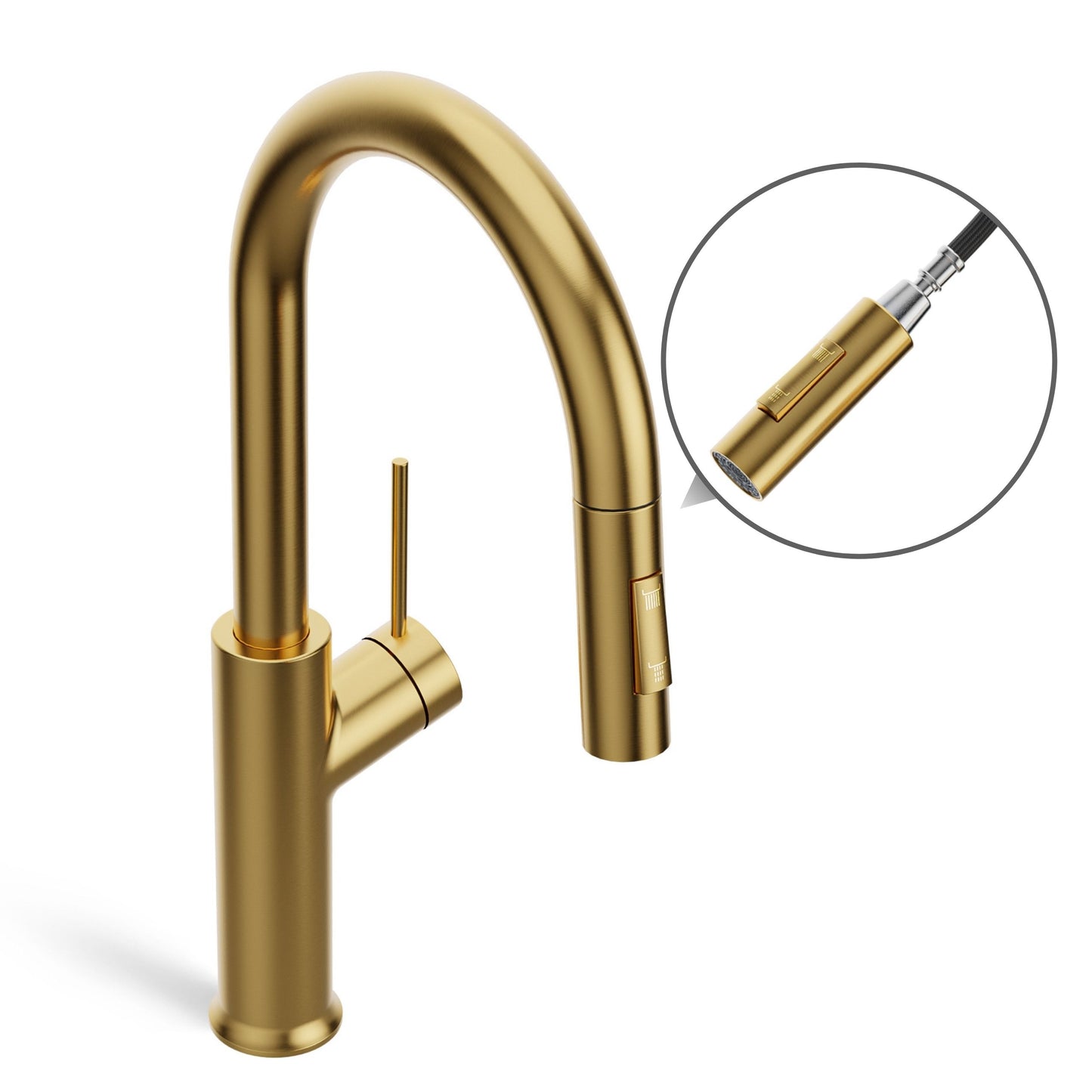 ANW HOME High-Arc Gold Kitchen Faucet with Pull-Out Spout and 360° Rotation – 420 mm