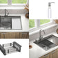 ANW HOME Kitchen Sink, Stainless Steel, Single Bowl Kitchen Sink with Drainer, Inset 63x50 cm, Silver, Nano Finish, Thickness 3.0+1 mm, 22 cm Deep, with Siphon, Soap Dispenser and Basket