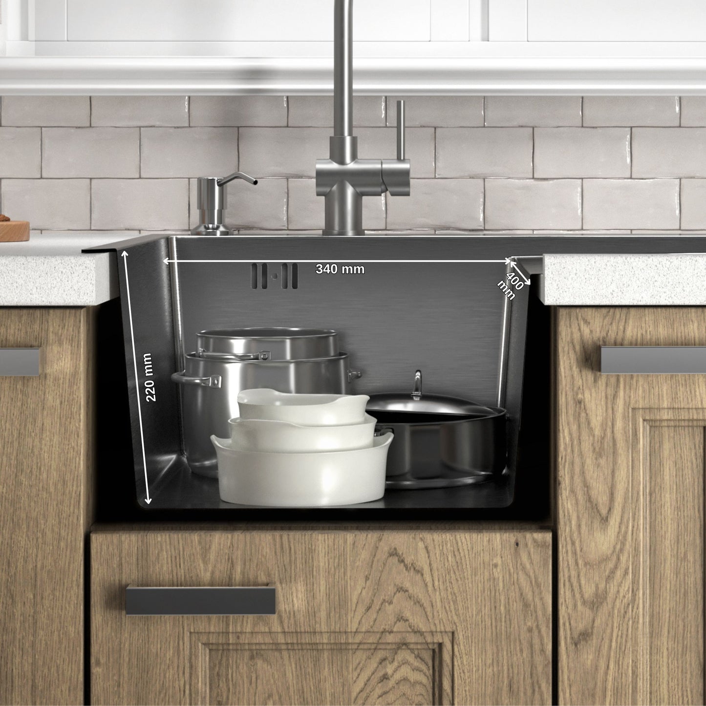 ANW HOME Edelstahlspüle mit Abtropffläche 63×50×22 cm Links (L) 304 Edelstahl