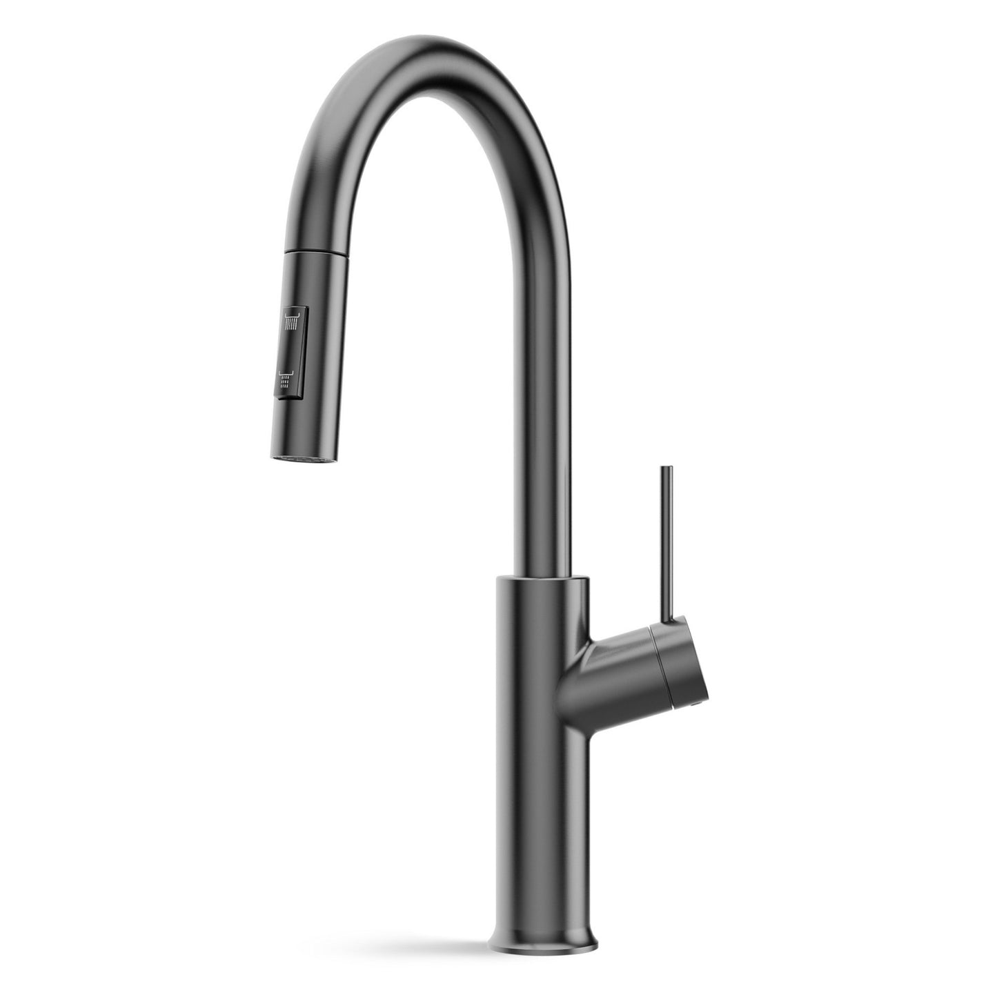 ANW HOME High-Arc Matte Graphite Kitchen Faucet with Pull-Out Spout and 360° Rotation – 420 mm