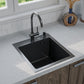 ANW HOME Spülbecken Küche 40x45 cm, Küchenspüle 1 Becken, Einbauspüle , 304 Edelstahl, Graphit PVD, mit Nano-Beschichtung, Materialstärke 3,0+1 mm, mit Siphon und Seifenspender