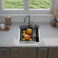 ANW HOME Fregadero Cocina 1 Seno Sobre Encimera, Fregadero Cocina Acero Inoxidable 304 40x50 cm, Grafito PVD, Acabado Nano, Grosor 3,0/1 mm, con Sifón, Dosificador y Cesta