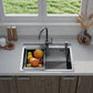 ANW HOME Spülbecken Küchenspüle Einbauspüle 60x45 cm, Edelstahl Spülbecken , Graphit PVD mit Nano-Beschichtung, Stärke 3,0+1 mm, mit Siphon Seifenspender und Korb