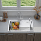 ANW HOME Spülbecken Küchenspüle 65x45 cm, Einbauspüle Edelstahl in Silber, Spüle  mit Nano-Oberfläche, Stärke 3,0+1 mm, mit Siphon Seifenspender und Korb