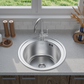 ANW HOME Spülbecken Küche, Einbauspüle Edelstahl 201, Spülbecken Edelstahl Rund Ø51 cm ohne Abtropffläche, Silber, Satinierte Oberfläche, Stärke 1 mm, 20 cm Tief, mit Siphon