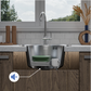 ANW HOME Spülbecken Küche Edelstahl, Küchenspüle Rund Ø49 cm, Einbauspüle, Satinierte Oberfläche, Stärke 1 mm, mit Siphon