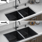 ANW HOME Evier Cuisine Inox, Evier Cuisine 2 Bacs Sous Plan 80x45 cm, Acier Inox 304, Graphite PVD, Nano-Revêtement, Épaisseur 3,0/1 mm, avec Siphon