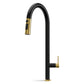 ANW HOME High-Arc Black & Gold Kitchen Faucet with Pull-Out Spout and 360° Rotation – 455 mm