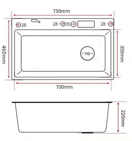 Acero Smart Sink 7546D con grafito de grifo en cascada