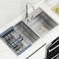 stainless steel double bowl sink color silver size 78x43 with a stainless steel sink rack