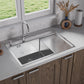 ANW HOME Fregadero Cocina 1 Seno, sobre Encimera con Escurridor, Fregadero Cocina Acero Inoxidable 304, 78x50 cm, Plata, Acabado Nano, Grosor 3,0/1 mm, con Sifón y Dispensador