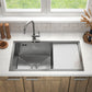 ANW HOME Lavello Cucina 1 Vasca, Lavandino Cucina Sottotop con Gocciolatoio, Acciaio Inox 304, 78x44 cm, Finitura con Nano-Rivestimento, Spessore 3.0+1 mm, Profondità 22 cm, con Sifone