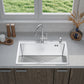 ANW HOME Spülbecken Küchenspüle 65x45 cm, Einbauspüle Edelstahl in Silber, Spüle  mit Nano-Oberfläche, Stärke 3,0+1 mm, mit Siphon Seifenspender und Korb
