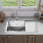 ANW HOME Fregadero Cocina 1 Seno, sobre Encimera con Escurridor, Fregadero Cocina Acero Inoxidable 304, 78x50 cm, Plata, Acabado Nano, Grosor 3,0/1 mm, con Sifón y Dispensador