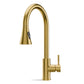 ANW HOME High-Arc Brushed Gold Kitchen Faucet with Pull-Out Spout and 360° Rotation – 410 mm