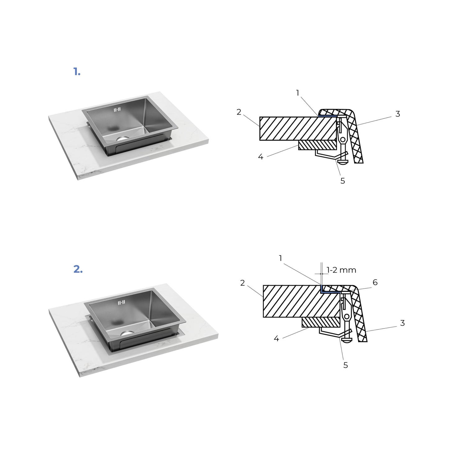 ANW HOME Edelstahlspüle mit Abtropffläche 63×50×22 cm Links (L) 304 Edelstahl