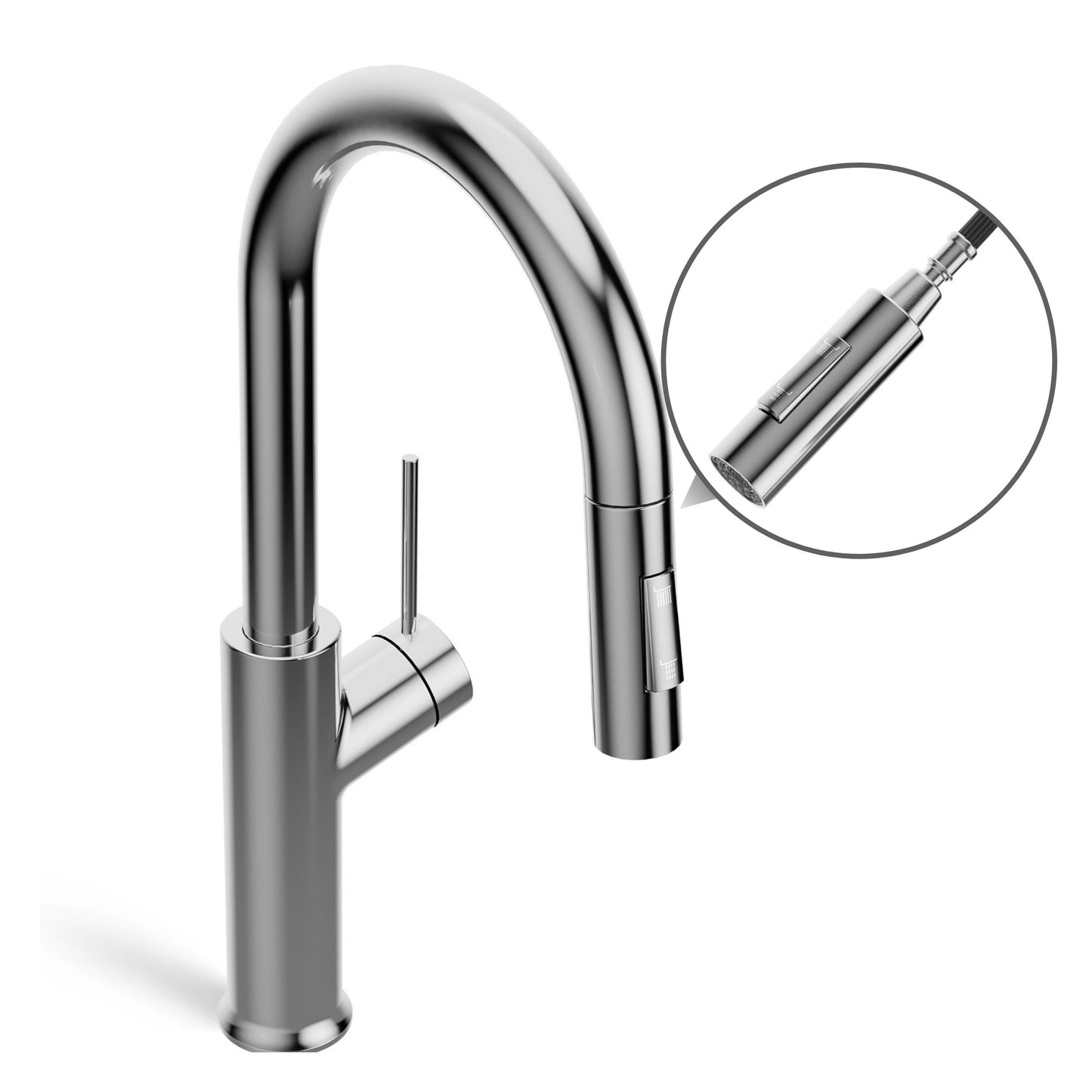 ANW HOME High-Arc Chrome Kitchen Faucet with Pull-Out Spout and 360° Rotation – 420 mm