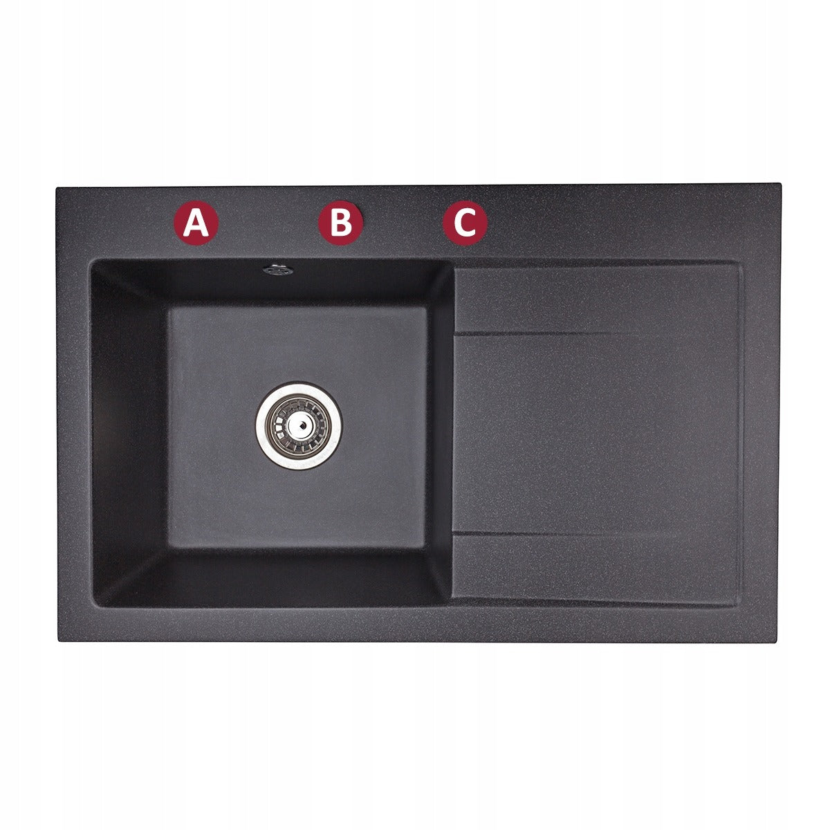 Egymedencés gránit konyhai mosogató csepegtetővel 80×50 cm – felülről beépíthető, antibakteriális, komplett szett
