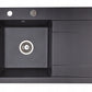 Egymedencés gránit konyhai mosogató csepegtetővel 80×50 cm – felülről beépíthető, antibakteriális, komplett szett
