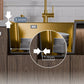 ANW HOME Spülbecken Küchenspüle Einbauspüle 1 Becken mit Abtropffläche Edelstahl 304 78x50 cm Gold PVD Nano-Beschichtung Stärke 3,0+1 mm mit Siphon, Seifenspender und Korb