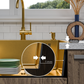 ANW HOME Fregadero Cocina 1 Seno Sobre Encimera, Fregadero Cocina Acero Inoxidable 304, 60x50 cm, Oro PVD, Nano-Revestimiento, Grosor 3,0+1 mm, con Sifón, Dosificador de Jabón y Cesta