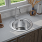 ANW HOME Spülbecken Küche Edelstahl, Küchenspüle Rund Ø49 cm, Einbauspüle, Satinierte Oberfläche, Stärke 1 mm, mit Siphon