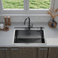 ANW HOME Spülbecken Küchenspüle Einbauspüle 60x45 cm, Edelstahl Spülbecken , Graphit PVD mit Nano-Beschichtung, Stärke 3,0+1 mm, mit Siphon Seifenspender und Korb