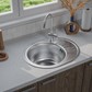ANW HOME Fregadero Cocina 1 Seno Fregadero sobre Encimera con Escurridor Acero Inoxidable 201 57x45 cm Plata Acabado Satinado Grosor 0,6 mm con Sifón