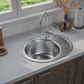 ANW HOME Lavello Cucina 1 Vasca con Gocciolatoio, Lavandino Cucina da Incasso in Acciaio Inox 201 57x45 cm, Argento, Finitura Antigraffio, Spessore 0,6 mm, con Sifone