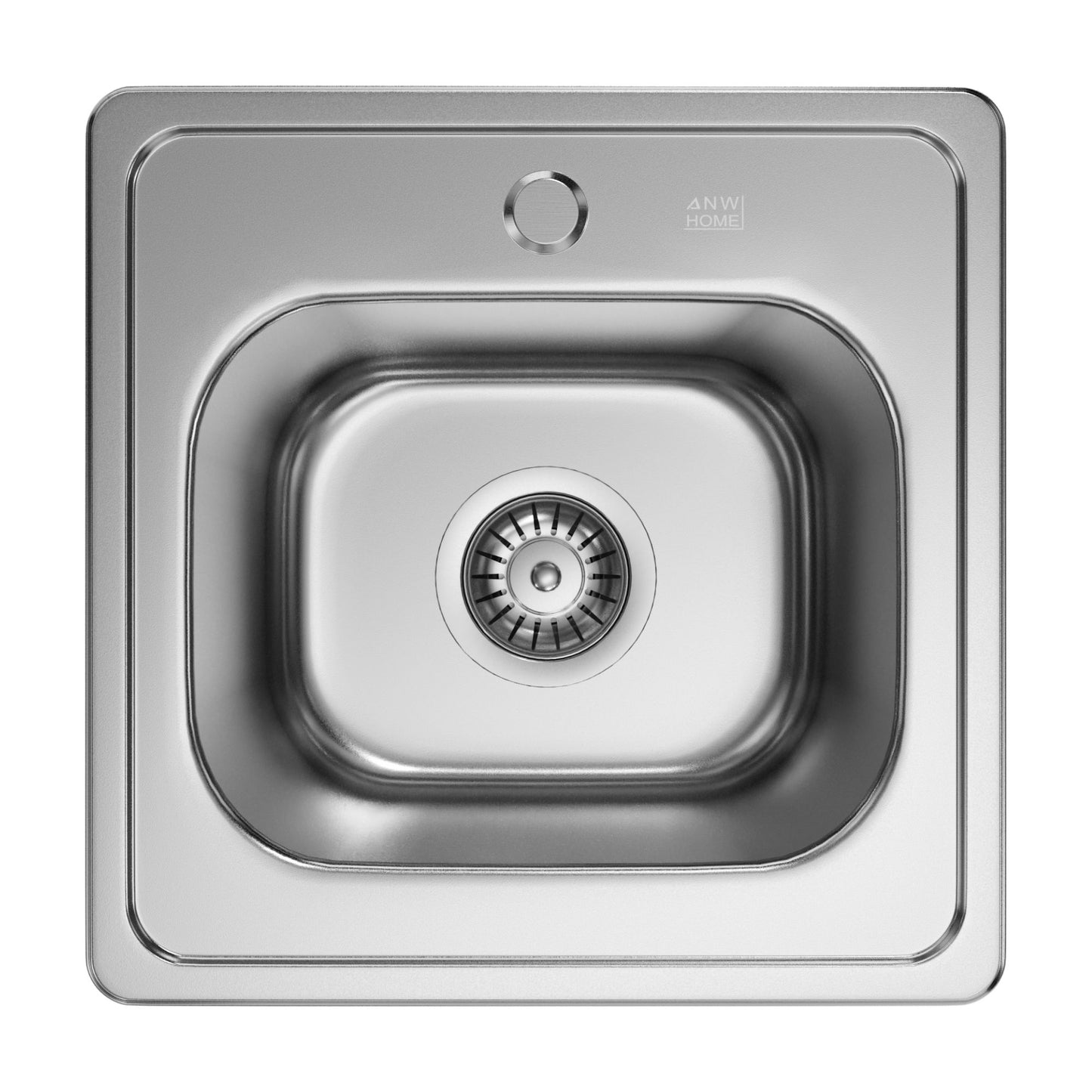 ANW HOME Einbauspüle Edelstahl 38x38 cm Spülbecken Küche Klein Küchenspüle 20 cm Tief mit Siphon und Ablaufgarnitur