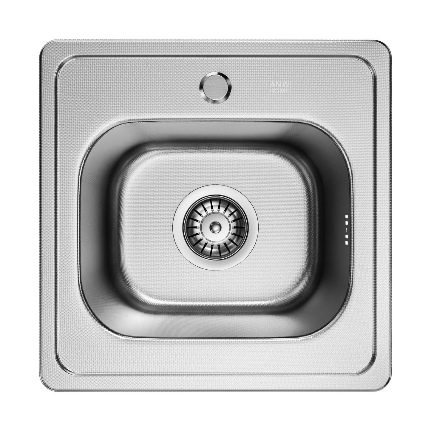 ANW HOME Einbauspüle Edelstahl 38x38 cm Spülbecken Küche Edelstahl mit Siphon Küchenspüle 1 Becken 18 cm Tiefe mit Siphon und Ablaufgarnitur
