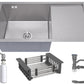 ANW HOME Lavello Cucina 1 Vasca, Lavandino Cucina Sottotop con Gocciolatoio, Acciaio Inox 304, 78x44 cm, Finitura con Nano-Rivestimento, Spessore 3.0+1 mm, Profondità 22 cm, con Sifone