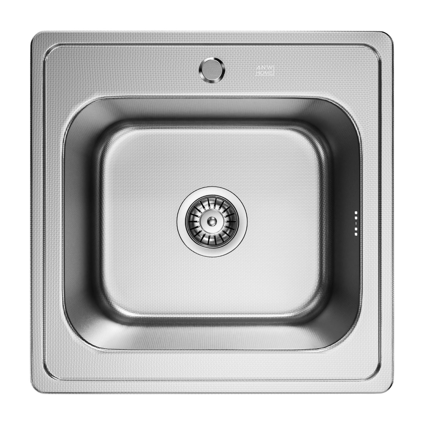 ANW HOME Spülbecken Küche, Küchenspüle Einbauspüle Edelstahl 1 Becken  48x48 cm, Silber, Kratzfestes Finish, Stärke 1 mm, Tiefe 18 cm, mit Siphon
