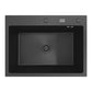 ANW HOME Kitchen Sink 60x45 cm, Stainless Steel Sink, Single Bowl Topmount in Black with Nano-Coated Surface, Thickness 3.0+1 mm, with Siphon Soap Dispenser and Basket